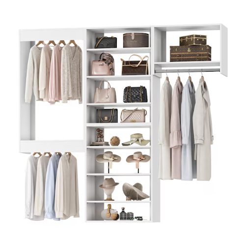 LUXEYARD 84 in W White Wall-Mounted Modular Closet System for Bedroom or Walk-in Closet