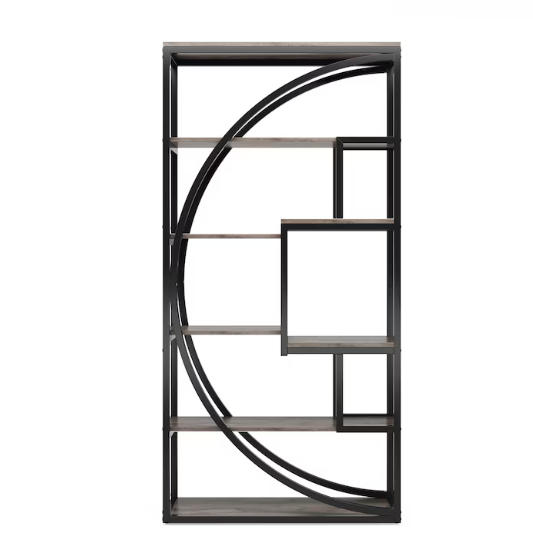 LUXEYARD 70.47InchHeight Industrial 5Tier Vintage Gray Etagere Bookshelf with 8 Open Shelves Organizer for Living Room Bedroom